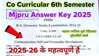 co curricular 6th semester mjpru answer key 2025 | communication skills and personality development