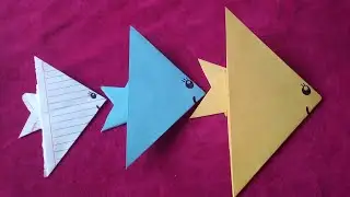 عمل سمكه بالورق الملون للاطفال   make a paper a fish