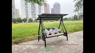 Cách lắp xích đu nhôm 3 chỗ có mái che có đèn