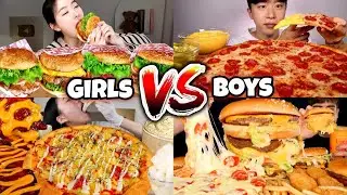 Boys VS Girls FAST FOOD Mukbang Challenge😱 (17,000+ Calories)
