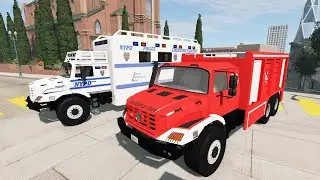 Fire Truck, Police Truck crash mod - BeamNG Drive game