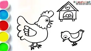 🐔 How to Draw a Cute Hen Step by Step | Easy Drawing for Kids