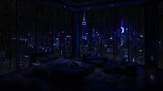 Rainy Night in a Luxury NYC Apartment (No Ads) 🌧️ City Lights & Rain Ambience for Deep Sleep
