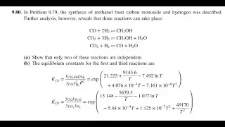 In Problem the synthesis of methanol from carbon monoxide and hydrogen was described. Further analys