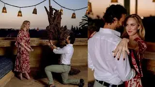 Caity Lotz and Kyle Schmid get engaged after a romantic rooftop proposal in Morocco