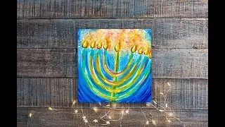 Colorful Hanukkah Menorah step-by-step acrylic paint tutorial | Creatively