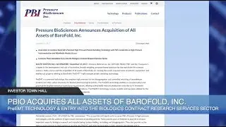 Pressure Biosciences (OTCQB: PBIO) &mdash; обновления компании, приобретения и обновления программного обеспечения продуктов