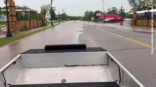 Oklahoma Highway Patrol airboat patrolling water rescue areas