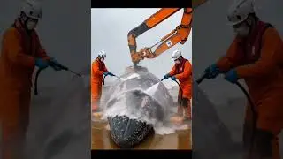 Rescue Workers Clean Giant Beached Whale &ndash; Powerful Environmental Rescue Scene in 4K