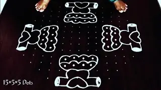 Traditional rangoli with 15-5 dots/pedda muggulu/easy daily rangoli/latest rangoli/muggulu/kolam