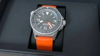Men's silver Undone Watch Aquadeep - Signal Orange 43MM Automatic