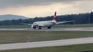 Boeing 777-300ER Thai Airways flight TG971 Zurich to Bangkok takeoff Zurich Airport 04.03.2024