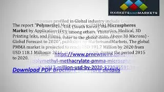 Polymethyl Methacrylate (PMMA)Microsphere Market Size worth USD 191.7 Million by 2020
