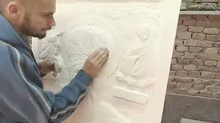 Ikona Svetog Nikole 120x80cm Beli mermer ručnoi rad