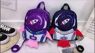 Fashion cartoon nylon children Backpack School Custom Design rocket kindergarten schoolbag #doqibag