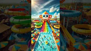 Evolution of Monkey : Big Water Slide ❤ Meaw Verse ✅ #cat #cute #love #shorts