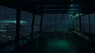🔴 Fishing boat stuck in a storm in the middle of a murky ocean - ASMR thunderstorms for sleep