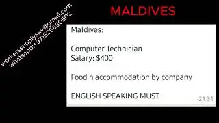 MALDIVES | NEW TODAYS REQUIREMENT | JOBWORLD| MANPOWERSUPPLY|