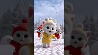 فريق الأصفر ولا الأحمر؟ معركة الثلج بدأت ❄️🐱#قط #كرتون #Cute #AI #Shorts #BabyCat