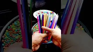 LYCHEE JELLY & COLORFUL PENS #asmr #shorts #viral #lychee #jelly #fruit #color #pencil #rainbow