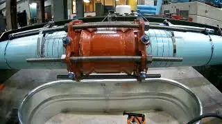 Blue pipe tension test explosion.
