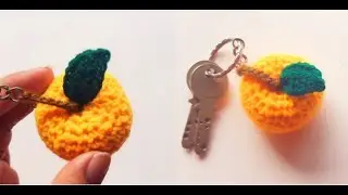 Very easy crochet orange 🍊 keychain tutorial | Crochet keychain/Crochet bagcharm