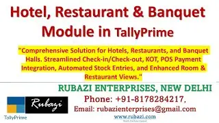 Hotel and Restaurant Module in Tally Prime || Rubazi
