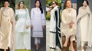 Stylish Lawn Cotton White Colour Dress Designs/ Latest White Kurti Designs/Plain White Dresses