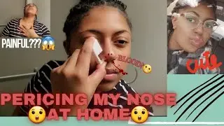 PERICING MY NOSE AT HOME! 😱😲 #tiktokmademebuyit affordable amazon Nose Piercing Kit 😍 #painless