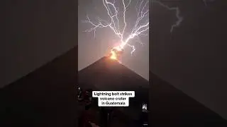 Lightning bolt strikes erupting volcano #shorts
