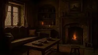 🔥 Medieval Cottage by the Fire | Cozy Night with Crackling Fireplace & Whistling Wind 🌙
