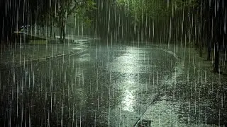 Drift into Deep Sleep Quickly with Night Heavy Rain in a Empty Street | Emotional ASMR White Noise