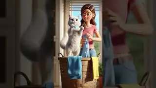 🐱 Luna Turns Laundry into a Cozy Bed | Cute Cat & Girl Short Animation #cat#cute #cutecat #fun#funny