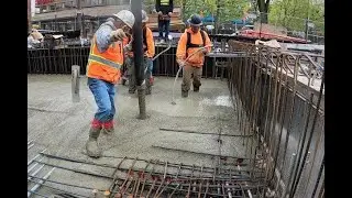 Заливка бетона для парковки площадью 6000 кв. футов | Плита для подпорной стенки