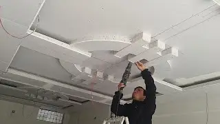 how to make round magnet ceiling design in gypsum with gypsum LED light