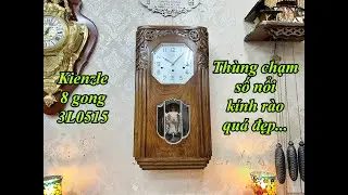 Đánh giá chi tiết đồng hồ treo tường Kienzle 8 gong số nổi kính rào thùng chạm quá đẹp. 3L0515