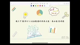 【國三下數學翰林版】：1-2二次函數圖形與最大值最小值基礎題   #國中數學 #國三數學