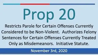 California Proposition 20 (2020)- Criminal Justice Reforms