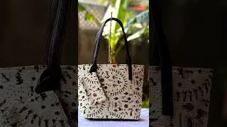 Ikkat Tote Beautiful hand block printed fabric double partition with small pouch.size 16*12Vegan