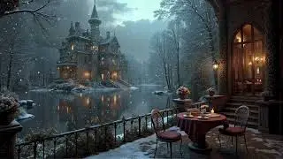 A Scholar&rsquo;s Quiet Winter Terrace | Cozy Gothic Christmas Ambience | Dark Academia Piano & Cello