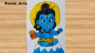 How to draw little mahadev ji drawing with brush pens easy drawing for beginners 