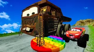 Big & Small Lightning Mcqueen vs  Balaz vs Big POPIT in  BeamNG.drive