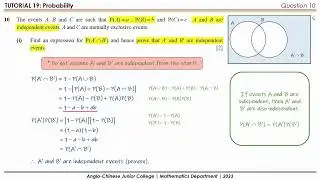 PROBABILITY: Tutorial 19 Question 10
