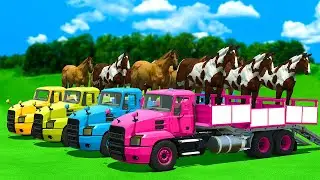 Mack Trucks Hauling Horses in FS25 with Fendt Mini Tractors and Wheat Harvest