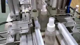 12 heads magnetic pump filling perfume liquid machine inline with pump caps screw capper