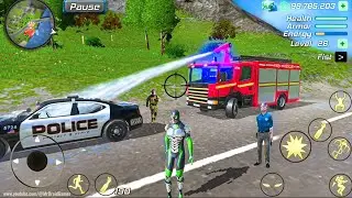 Rope Frog Ninja Hero Gangster Vegas City - Fire Truck and Police Car Driving - Android Gameplay