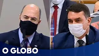 Witzel chama Flávio Bolsonaro de 'mimado' durante bate-boca na CPI da Covid