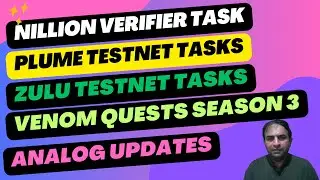 Nillion Verifier Tasks|Plume Testnet|Zulu|Analog|Venom S3