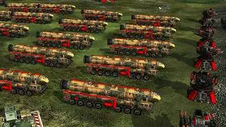 RUS Nuke 1 против 3 USA - C&C Generals Rise of The Reds