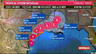 Tracking Tropical Storm Nicholas: Sept 13 (5 p.m. advisory)